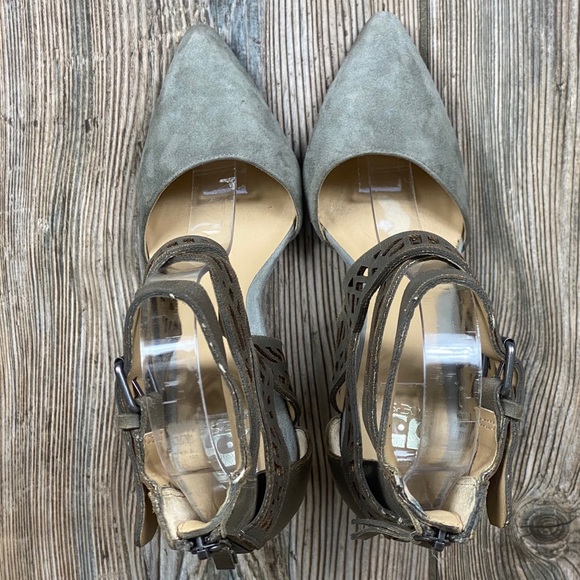 Joe's Gray Suede Stilettos 4 inch Strappy 6M Heels - Picture 11 of 13